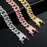 12mm Iced Out Cuban Link Chain Bracelet - Silver Bling Rhinestone Jewelry