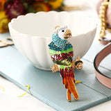 Colourful Parrot Keychain Rhinestone Crystal Pendant Bag Car Key Chain