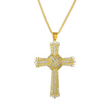 Vintage Silver Cross Choker Necklace Rhinestone Crystal Women Pendant