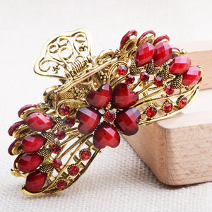 Rhinestone Crystal Flower Hair Claws Clips Clamp Retro Women Bride 9*3.5cm