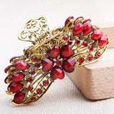 Rhinestone Crystal Flower Hair Claws Clips Clamp Retro Women Bride 9*3.5cm
