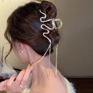 Crystal Tassel Hair Claw Clips Geometric Hair Crab Hairpins Accessories