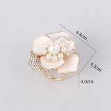 Rhinestone Flower Brooches Women Scarf Clip Pearl Jewelry Accessory