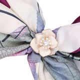 Rhinestone Flower Brooches Women Scarf Clip Pearl Jewelry Accessory