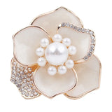 Rhinestone Flower Brooches Women Scarf Clip Pearl Jewelry Accessory