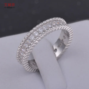 Rhinestone Gear 925 Silver Plate Copper Ring