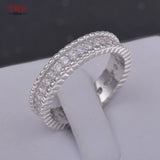 Rhinestone Gear 925 Silver Plate Copper Ring
