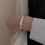 Rhinestone Geometric Bracelet Silver Zircon Bangle Girls Jewelry