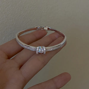 Rhinestone Geometric Bracelet Silver Zircon Bangle Girls Jewelry