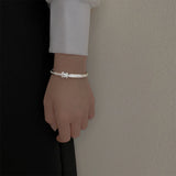 Rhinestone Geometric Bracelet Silver Zircon Bangle Girls Jewelry
