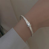 Rhinestone Geometric Bracelet Silver Zircon Bangle Girls Jewelry