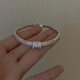 Rhinestone Geometric Bracelet Silver Zircon Bangle Girls Jewelry