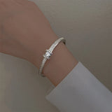 Rhinestone Geometric Bracelet Silver Zircon Bangle Girls Jewelry