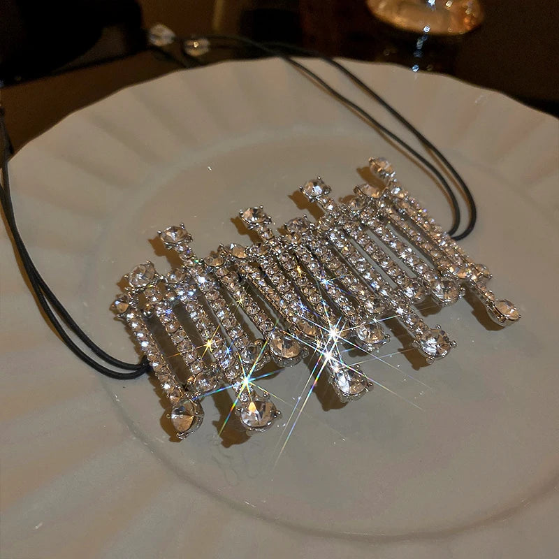 Rhinestone Headwear Hair Rope Bracelet Elastic Hair Band