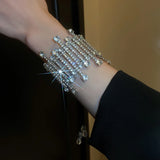 Rhinestone Headwear Hair Rope Bracelet Elastic Hair Band