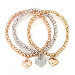 Heart Charm Bracelet Set for Women