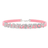 Rhinestone DADDYS TOY Choker Necklace Leather Collar