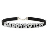 Rhinestone DADDYS TOY Choker Necklace Leather Collar
