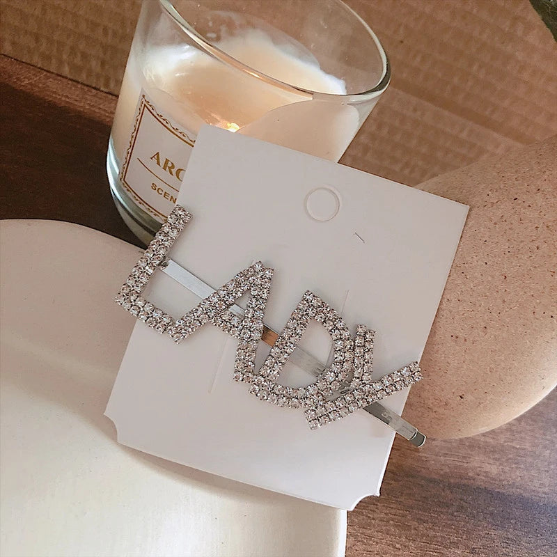 Rhinestone LOVE Hairpin Punk Egirl Sweet Charm Vintage Metal 90s