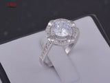 Rhinestone Round Silver Plate Copper Ring