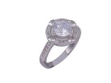 Rhinestone Round Silver Plate Copper Ring