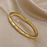 Rhinestone Stainless Steel Bracelet Crystal Cuff Bangles