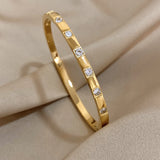 Rhinestone Stainless Steel Bracelet Crystal Cuff Bangles