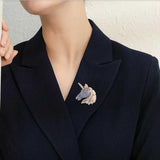 Enamel Unicorn Brooch Rhinestone Drip Pin