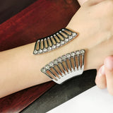 Geometric Cuff Bracelet Rhinestones Alloy Open Bangle Punk Metal Statement