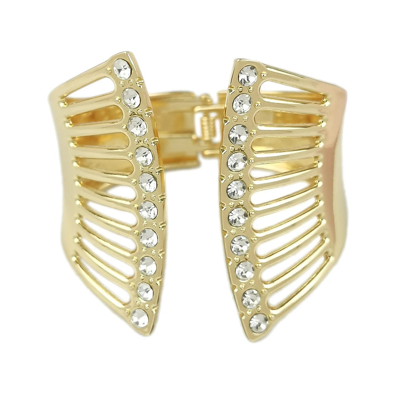 Geometric Cuff Bracelet Rhinestones Alloy Open Bangle Punk Metal Statement