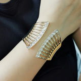 Geometric Cuff Bracelet Rhinestones Alloy Open Bangle Punk Metal Statement
