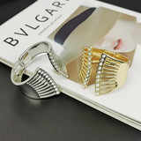 Geometric Cuff Bracelet Rhinestones Alloy Open Bangle Punk Metal Statement