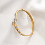 Love Bangle Rhinestone CZ Stainless Steel Bracelet Women Wedding Jewelry