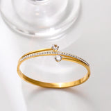 Love Bangle Rhinestone CZ Stainless Steel Bracelet Women Wedding Jewelry