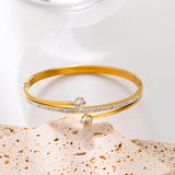 Love Bangle Rhinestone CZ Stainless Steel Bracelet Women Wedding Jewelry