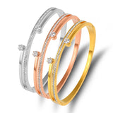 Love Bangle Rhinestone CZ Stainless Steel Bracelet Women Wedding Jewelry