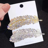 Feather Crystal Hair Clip Wedding Party Hairpin