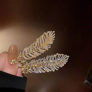 Feather Crystal Hair Clip Wedding Party Hairpin