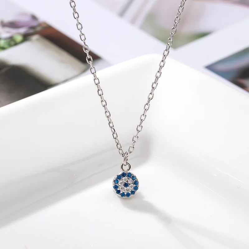 Rhodium Necklace 925 Silver Evil Eye Bracelet Jewelry Set