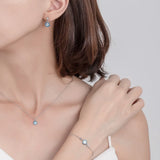 Rhodium Necklace 925 Silver Evil Eye Bracelet Jewelry Set