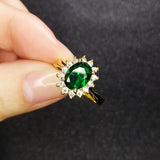 925 Silver Emerald Zircon Gemstone Open Finger Rings for Women
