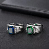 925 Silver Ring with Emerald Zircon Gemstone for Wedding Party