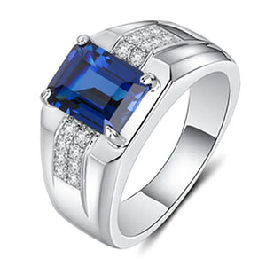925 Silver Ring with Emerald Zircon Gemstone for Wedding Party