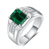 925 Silver Ring with Emerald Zircon Gemstone for Wedding Party