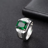 925 Silver Ring with Emerald Zircon Gemstone for Wedding Party