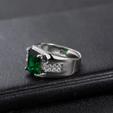 925 Silver Ring with Emerald Zircon Gemstone for Wedding Party