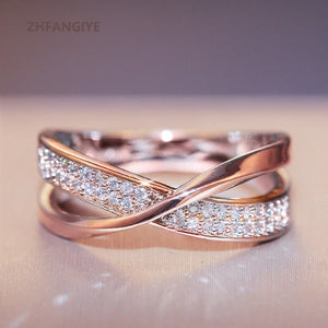 925 Silver Zircon Cross Shape Finger Ring for Women