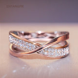 925 Silver Zircon Cross Shape Finger Ring for Women