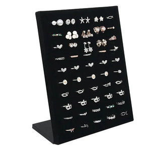 Velvet Gray Ring Jewelry Display Stand Organizer Box Storage