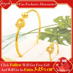 Women Bangle Set Jewelry Brazil Plated Ladies Necklace Earrings Gift